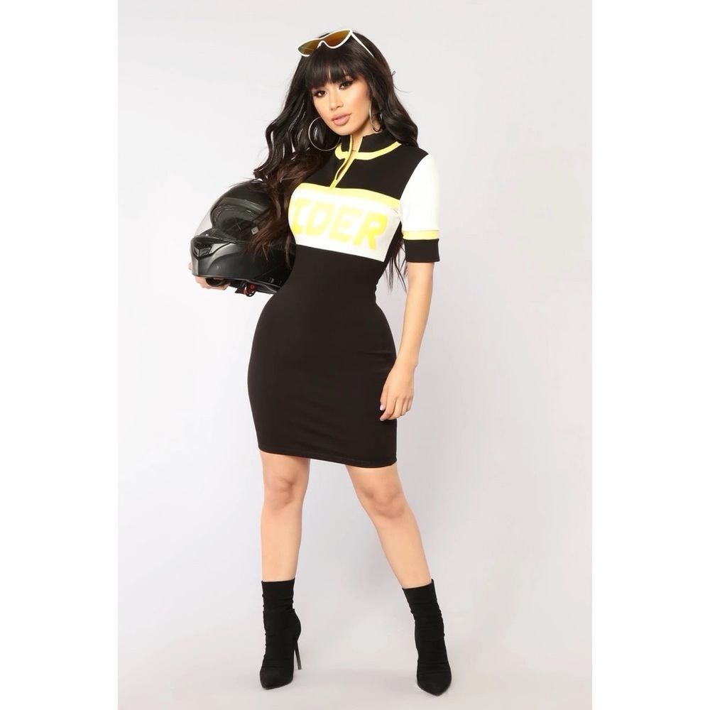 Rider Colorblock Mini Dress - Black/Yellow